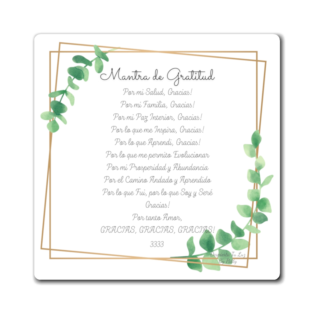 Imán de Refrigerador con Mantra de Gratitud