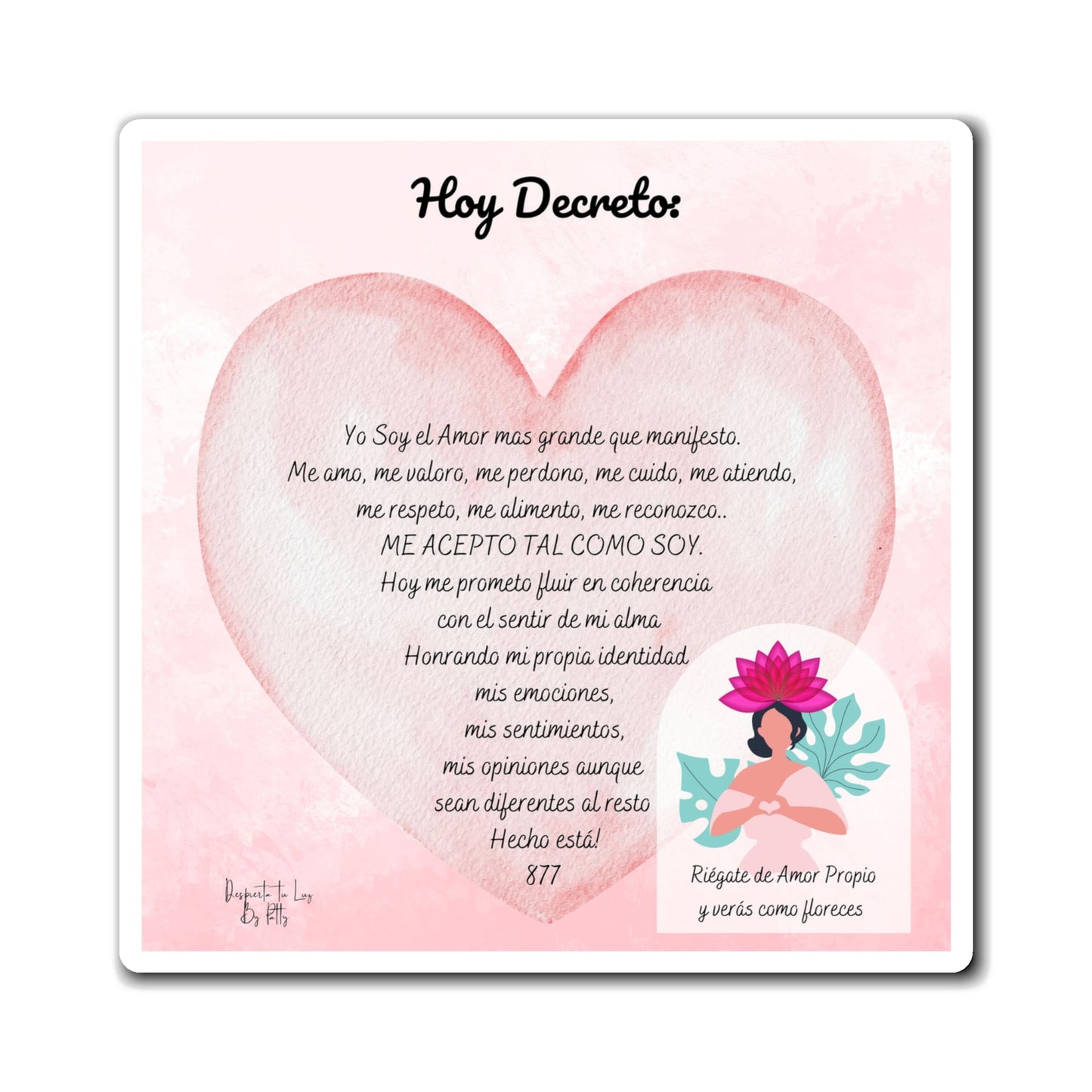 Imán de Refrigerador con Decreto de Amor Propio