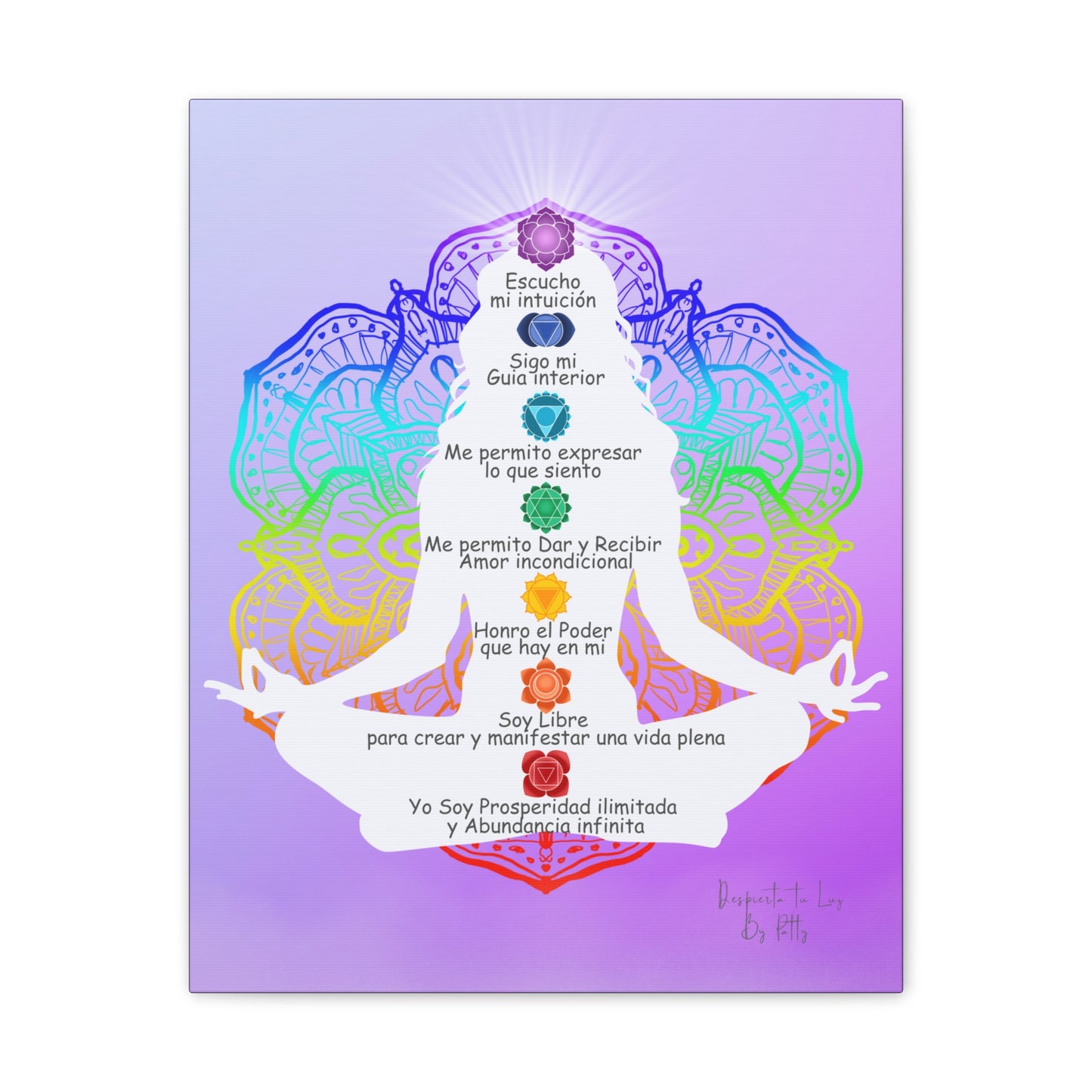 Lienzo con Afirmaciones Para Cada Chakra