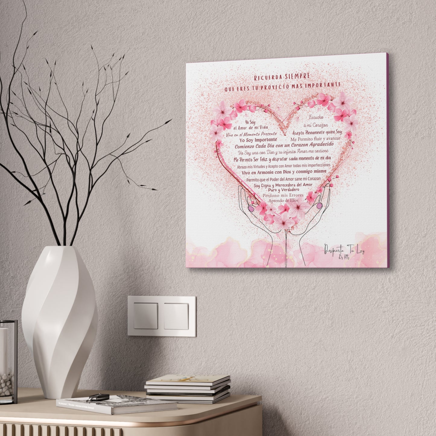Lienzo con Afirmaciones de Amor Propio