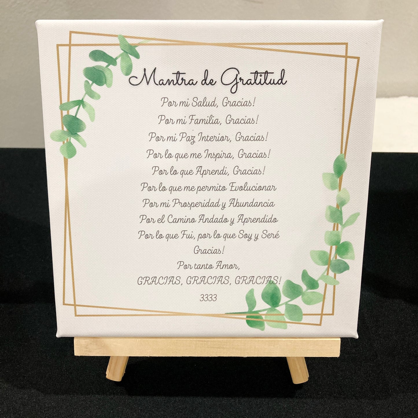 Lienzo con Mantra de Gratitud