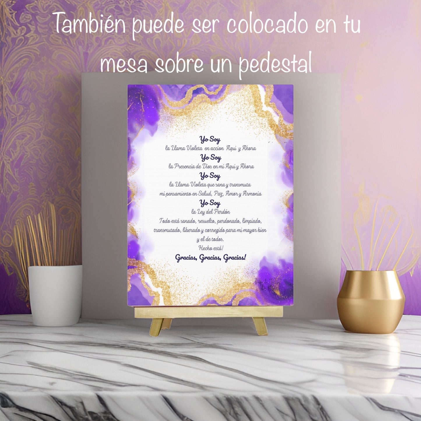 Lienzo con Decreto Yo Soy y la Llama Violeta