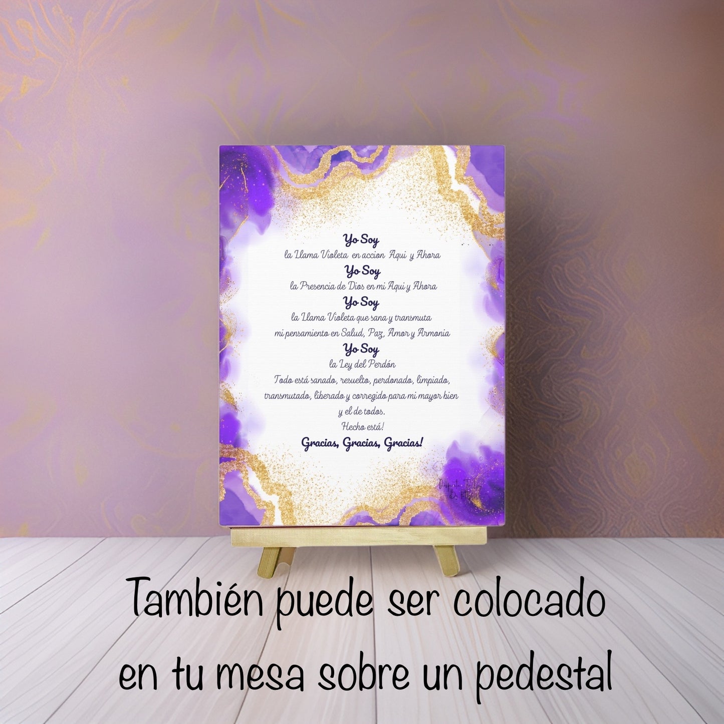 Lienzo con Decreto Yo Soy y la Llama Violeta