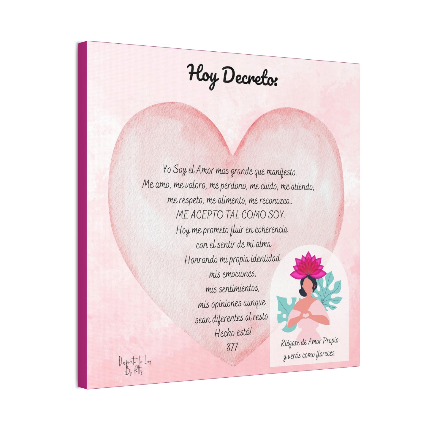 Lienzo con Decreto de Amor Propio