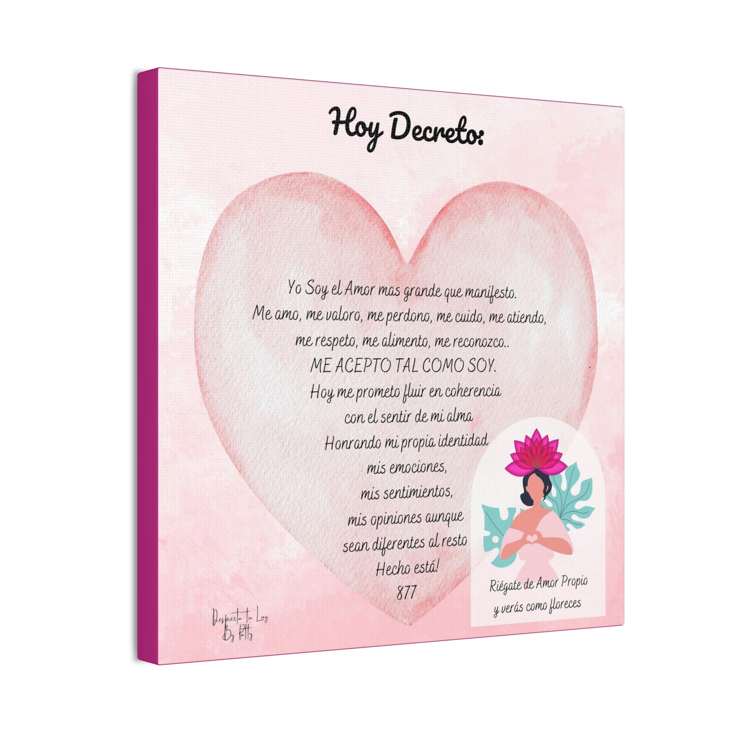 Lienzo con Decreto de Amor Propio