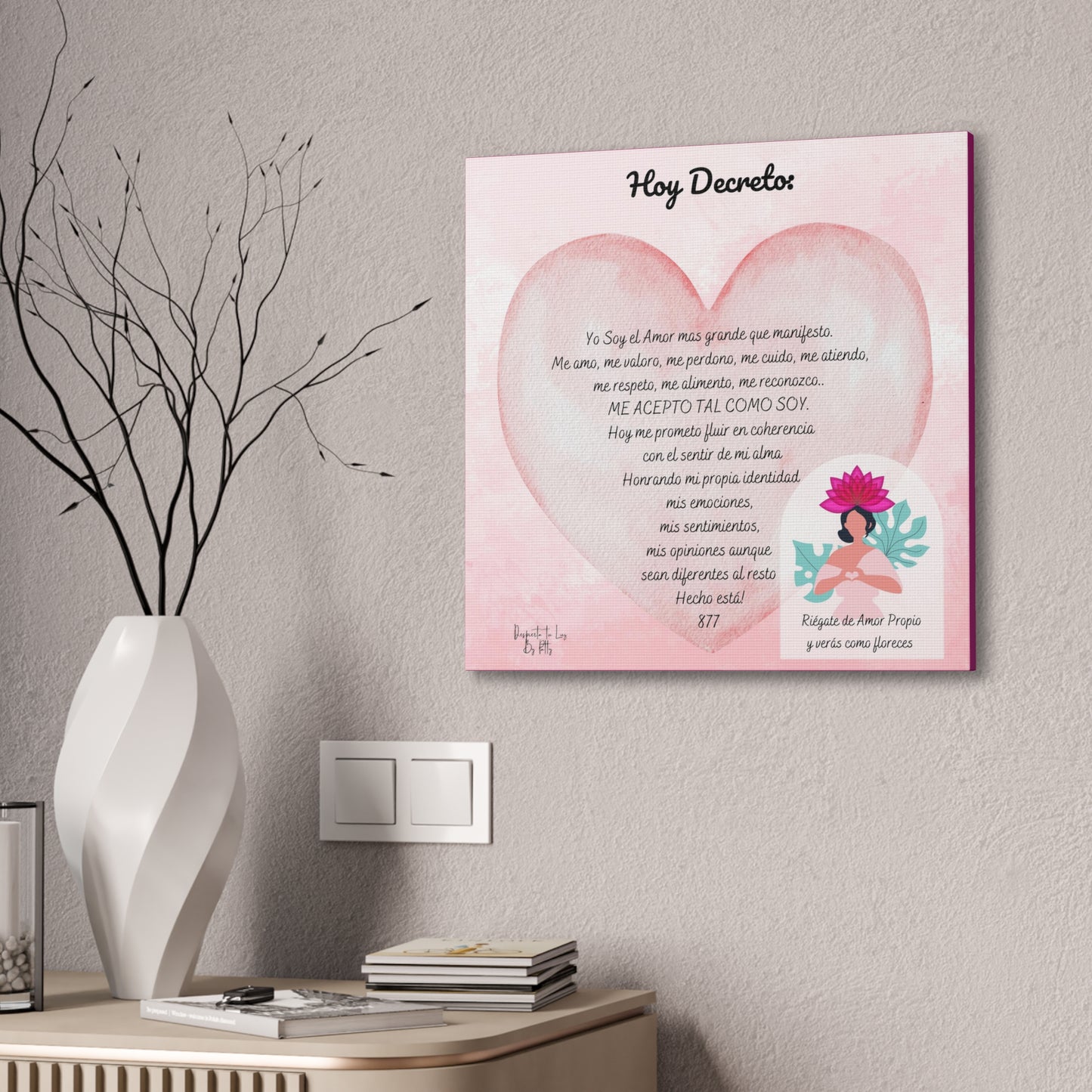 Lienzo con Decreto de Amor Propio