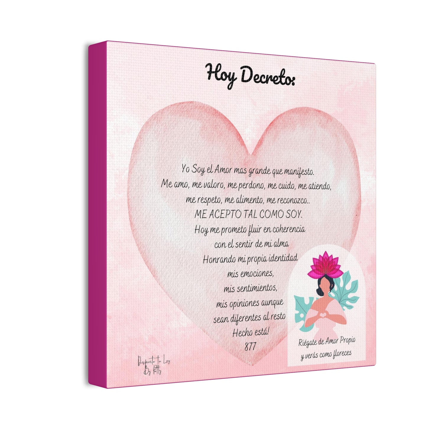 Lienzo con Decreto de Amor Propio