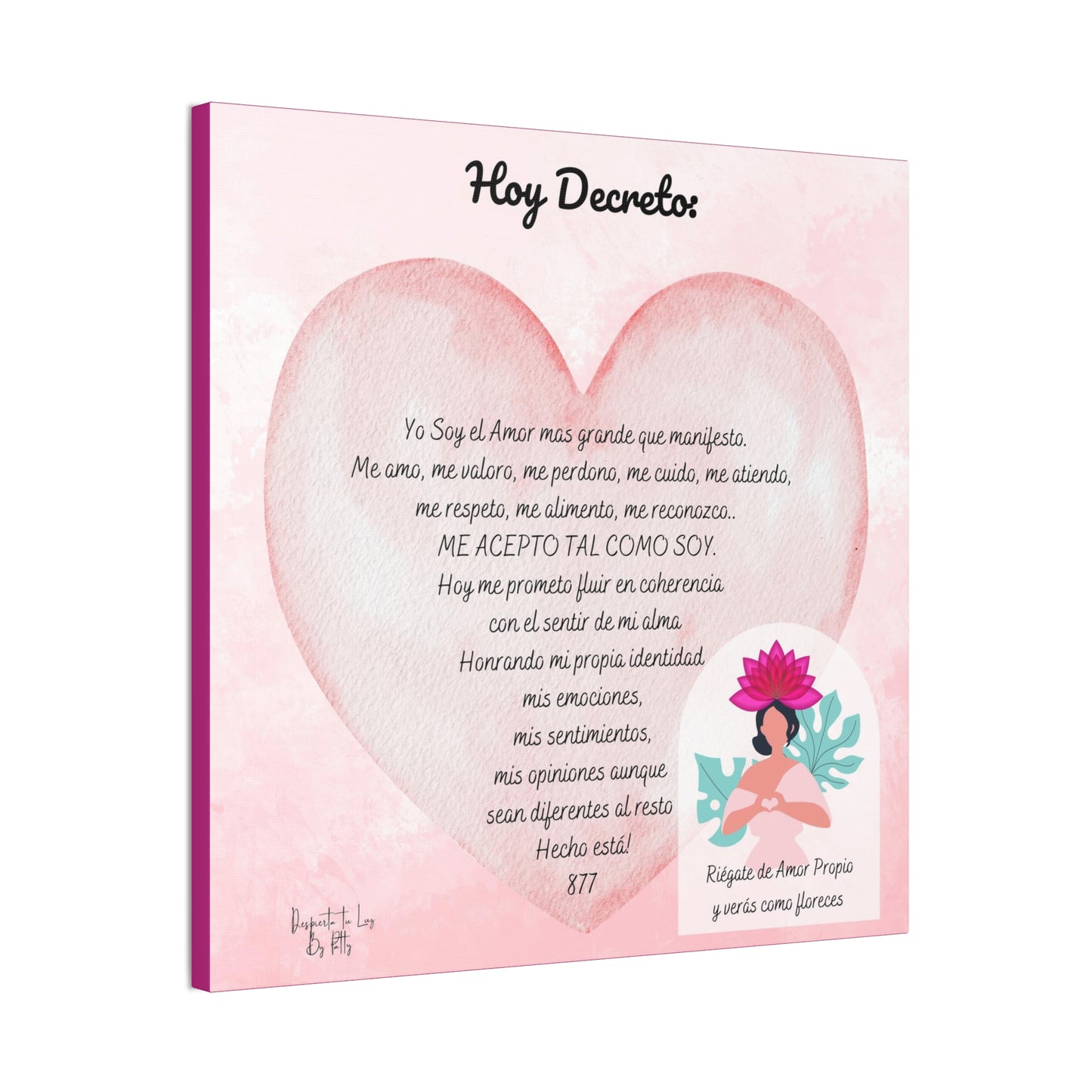 Lienzo con Decreto de Amor Propio