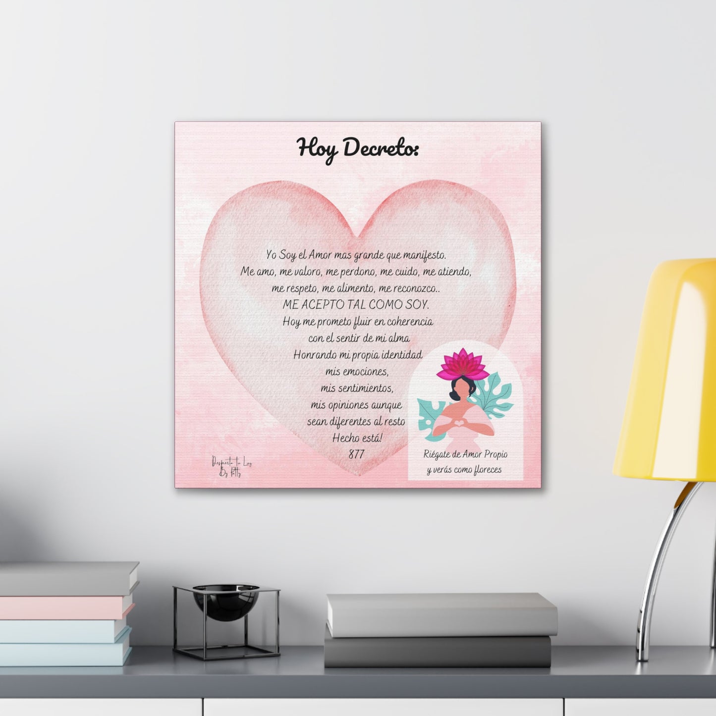Lienzo con Decreto de Amor Propio