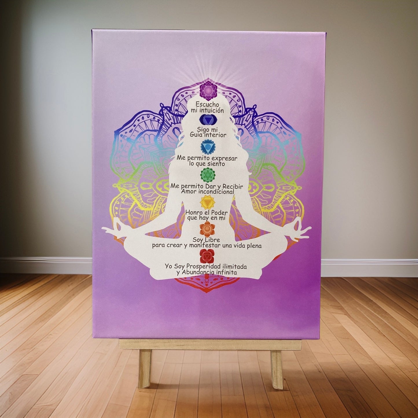 Lienzo con Afirmaciones Para Cada Chakra
